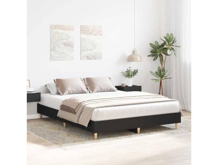 KTHLBRH Bettgestell schwarz 140 x 200 cm ohne Matratze Inklusive Lattenrost, Engineering-Holz, stabile Beine, Schlafzimmer