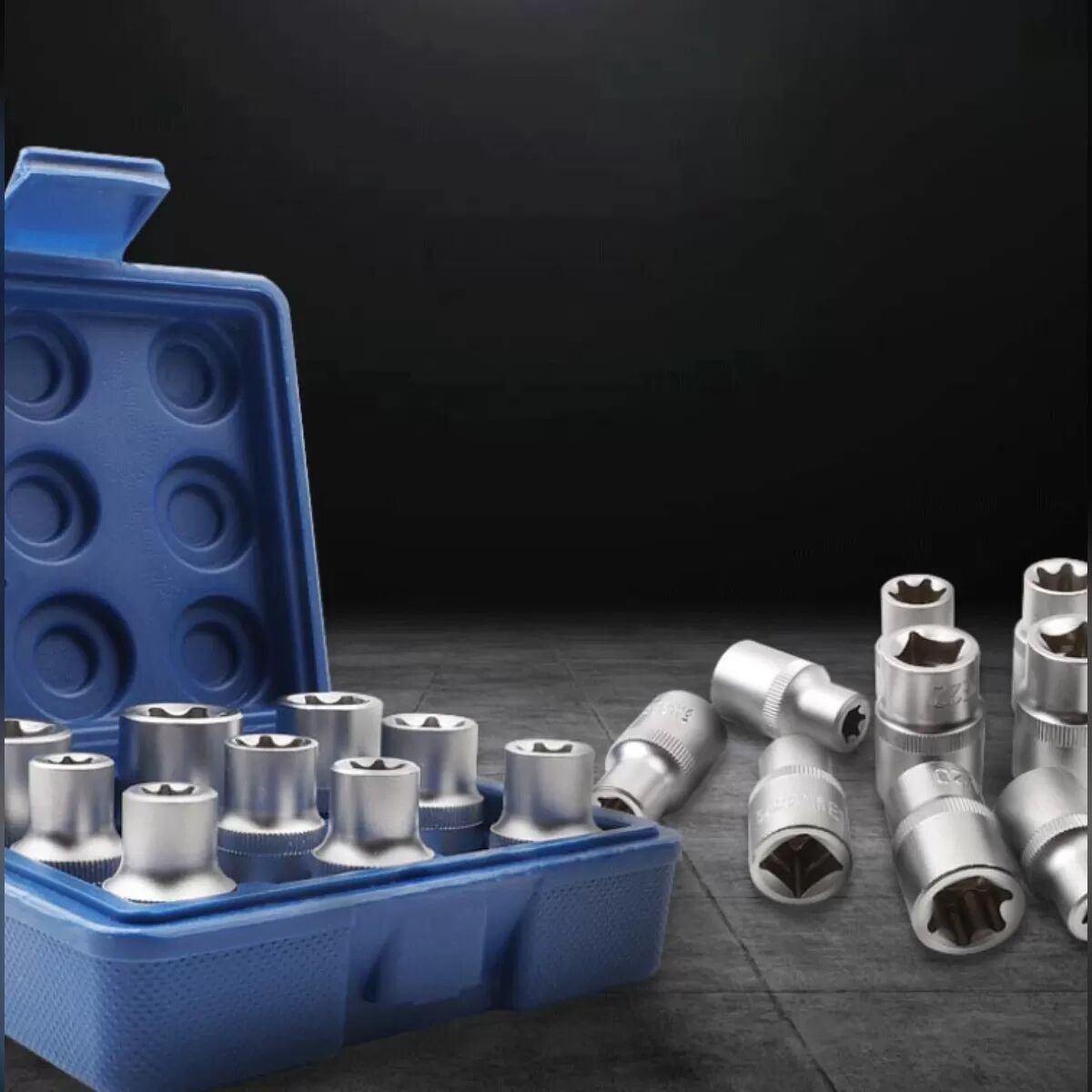 INF 17-teiliges Innenprofil-Stecknuss-Set – Chrom-Vanadium-Stahl, hohe Drehmomentleistung, blauer Koffer