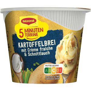 Maggi Fertiggericht 5 Minuten Terrine, Kartoffelbrei mit Creme fraiche, je 53g, 8 Stück