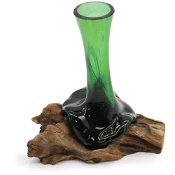 Recycled Beer Bottles - Flower Vase on Wood