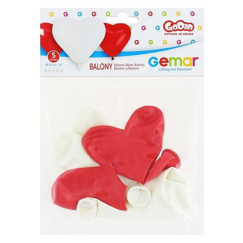 GMR Pastellrote und weisse Herzballons, 5 Stück (5x) (47592133)