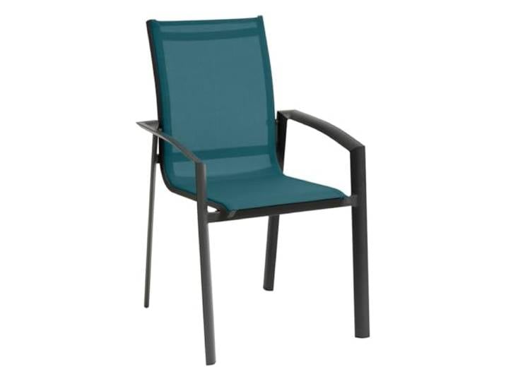 Hespéride - Fauteuil de Jardin Empilable Axant Bleu Canard et Graphite - Aluminium Anti-Rouille Anti-Décoloration - Mobilier Extérieur