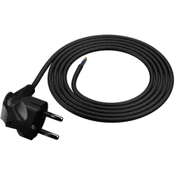 Anschlusskabel 1,5m mit Winkelstecker Uni-Schuko 250V 16A 3x1 mm2 OMY PP-50 Schwarz W-97166