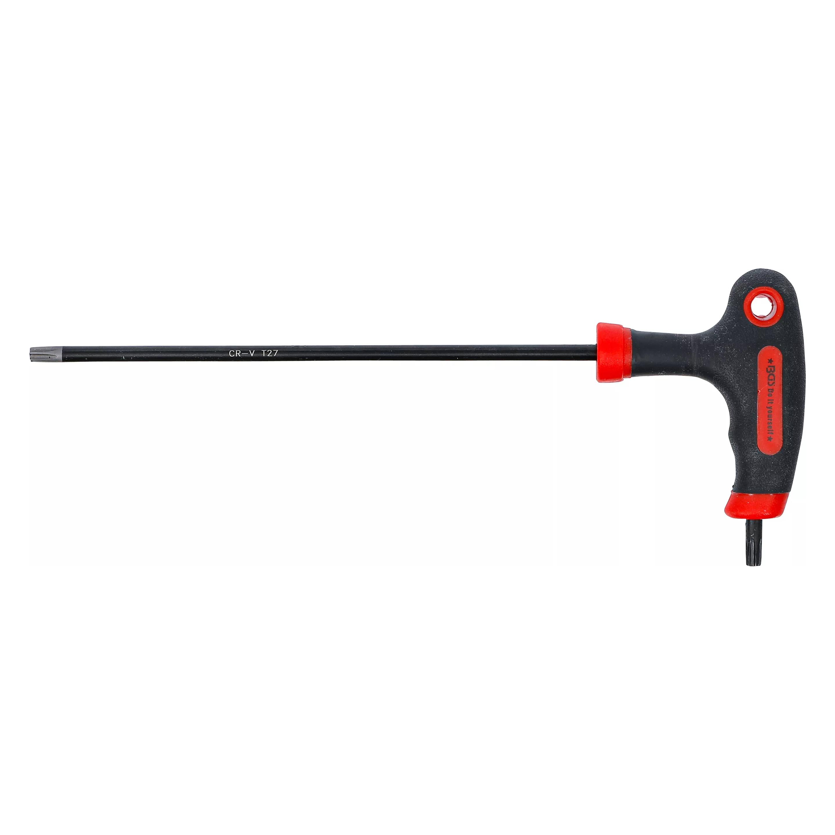 BGS Schraubendreher mit T-Griff und seitlicher Klinge T-Profil (für Torx) mit/ohne Bohrung T27 (T-profil) (7880-T27)