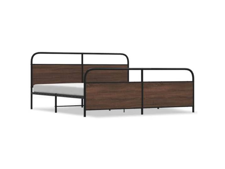 PUGYNBK Bettgestell aus Metall, Eiche, Braun, 180 x 200 cm Lattenrost, stabile Beine, robuster Stahl, ohne Matratze