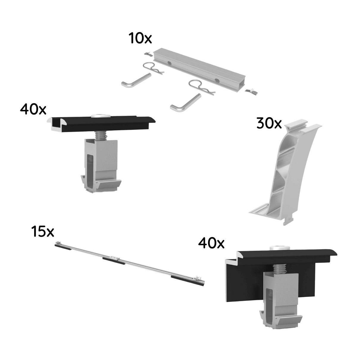 K2 Systems UK Paket für 20 Module von K2, D-Dome, Flachdach