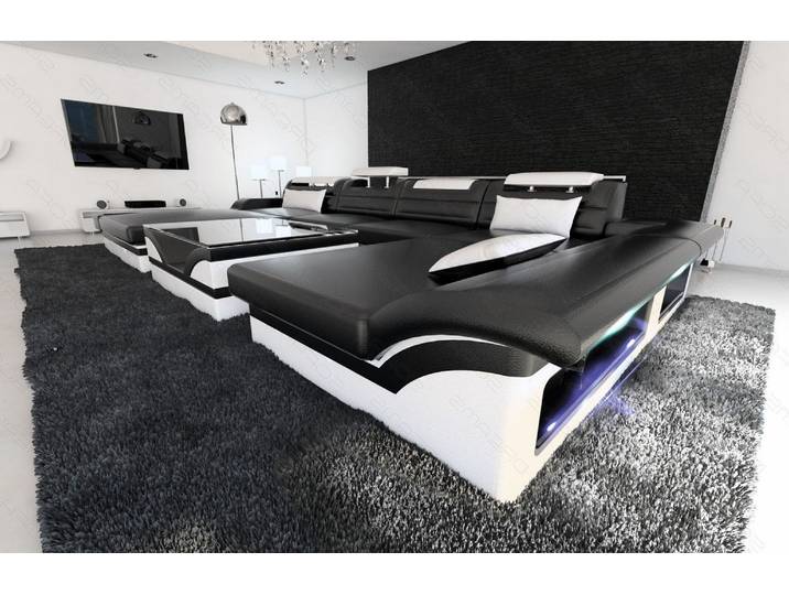 Mini Wohnlandschaft Monza Eleganz U-Form aus Leder