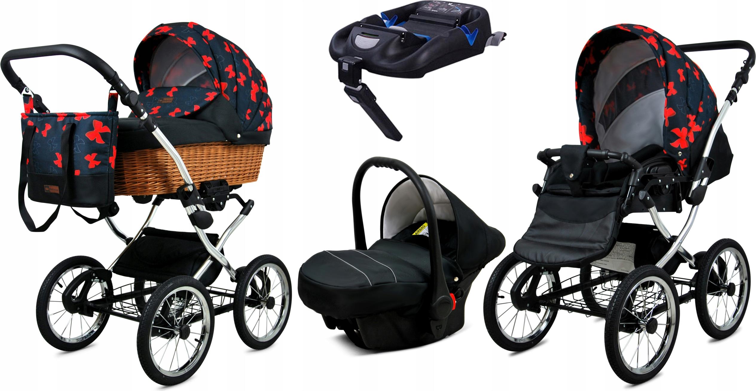 Babylux Classic Exclusive | 4in1 Kinderwagen Set | Red Bow | Kombikinderwagen | Kinderwagenset