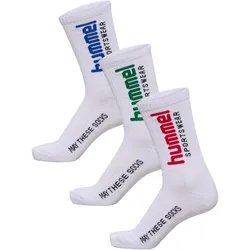 3er Pack hummel hml lange Sportsocken 9353 - white/barbadoscherry/eden/skyd 46-48