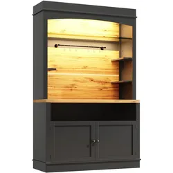 MODFU Küchenschrank-Set aus MDF und Metall, schwarz, 107 x 43 x 184 cm, mit LED-Beleuchtung