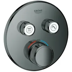Grohe Grohtherm Smartcontrol Fertigmontageset 29119A00 hard graphite, rund, UP-Thermostat, 2 Absperrventile