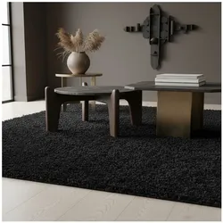Teppich Hochflor SPREE in Schwarz, einfarbig, Ø 200 cm