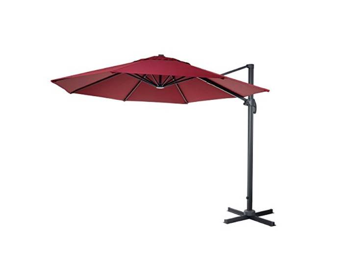Mendler Gastronomie-Ampelschirm HWC-A96 3,5m Polyester - bordeaux