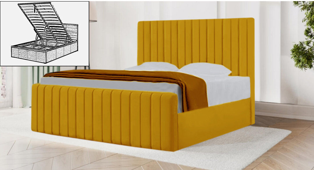 Brayden Studio Sophia Storage Bed Yellow Mustard Small Double (4')
