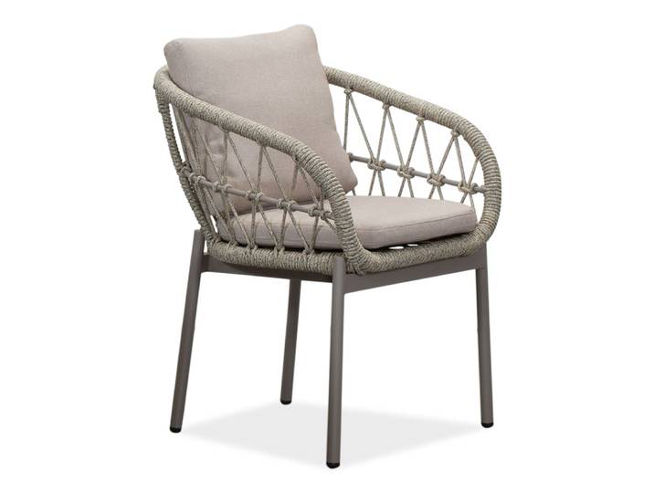 Dakota dining tuinstoel touw + aluminium beige