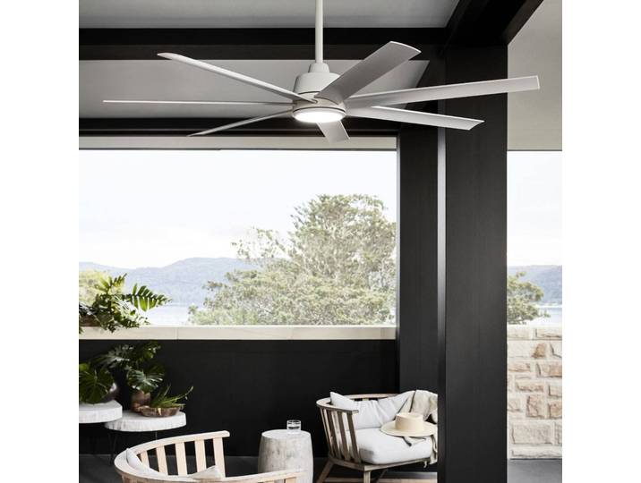 Beacon Lighting Deckenventilator mit Licht Atlanta weiß 142 cm leise Atlanta, dimmbar, weiß / opal, für Wohn- / Esszimmer, Kunststoff, Modern