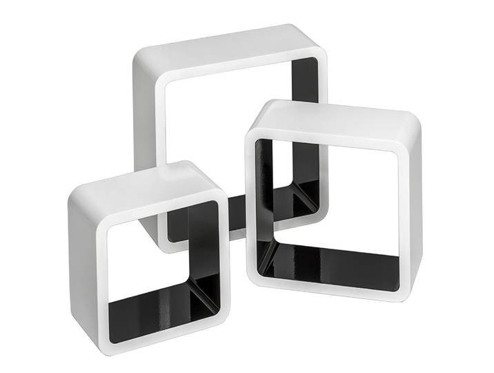 Lot de 3 étagères cube - noir/blanc