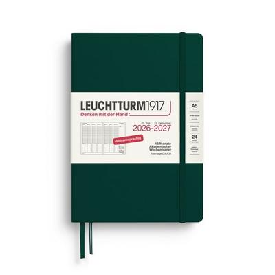 Akademischer Wochenplaner Medium (A5) 2027, 18 Monate, Forest Green, Deutsch