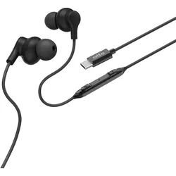 In-Ear Kopfhörer USB-C schwarz, mit Mikrofon und Kabelknickschutz