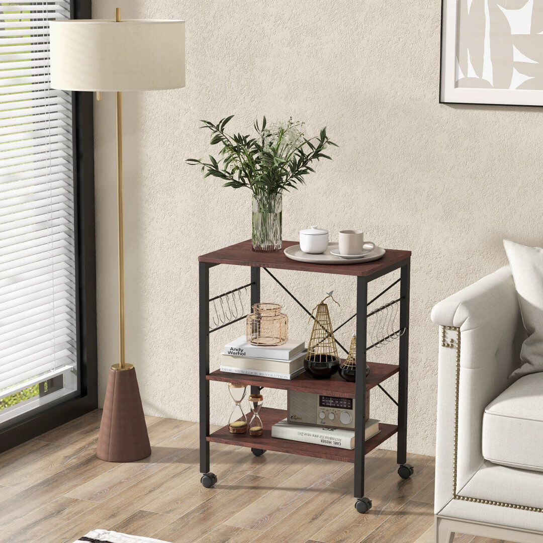 costway 79 cm H x 60 cm W Utility Cart Dark Brown/Black 79cm H X 60cm W X 40cm D