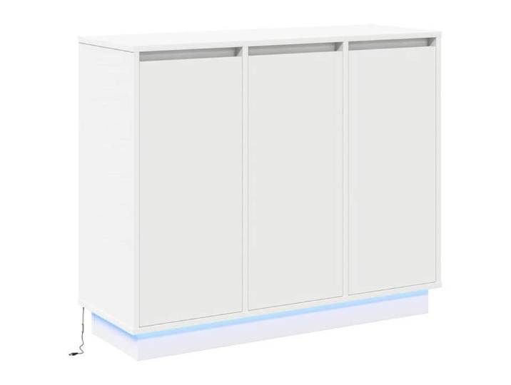 Buffet LED avec étagères - GKO - Blanc - 90x32x75 cm - Bois d'ingénierie - Bandes LED - 6 étagères
