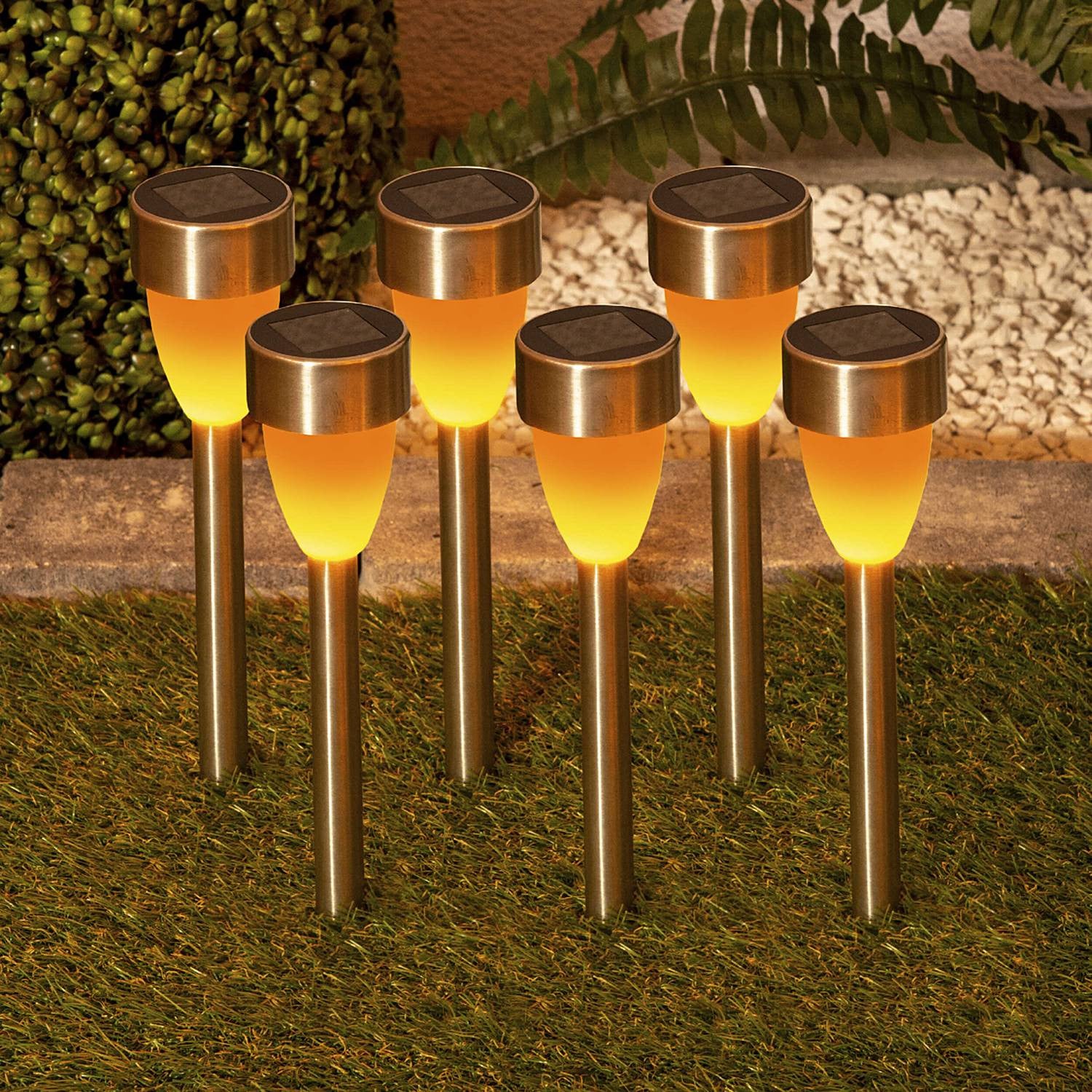 home24 Sellin LED-grondspies set van 6, zilver