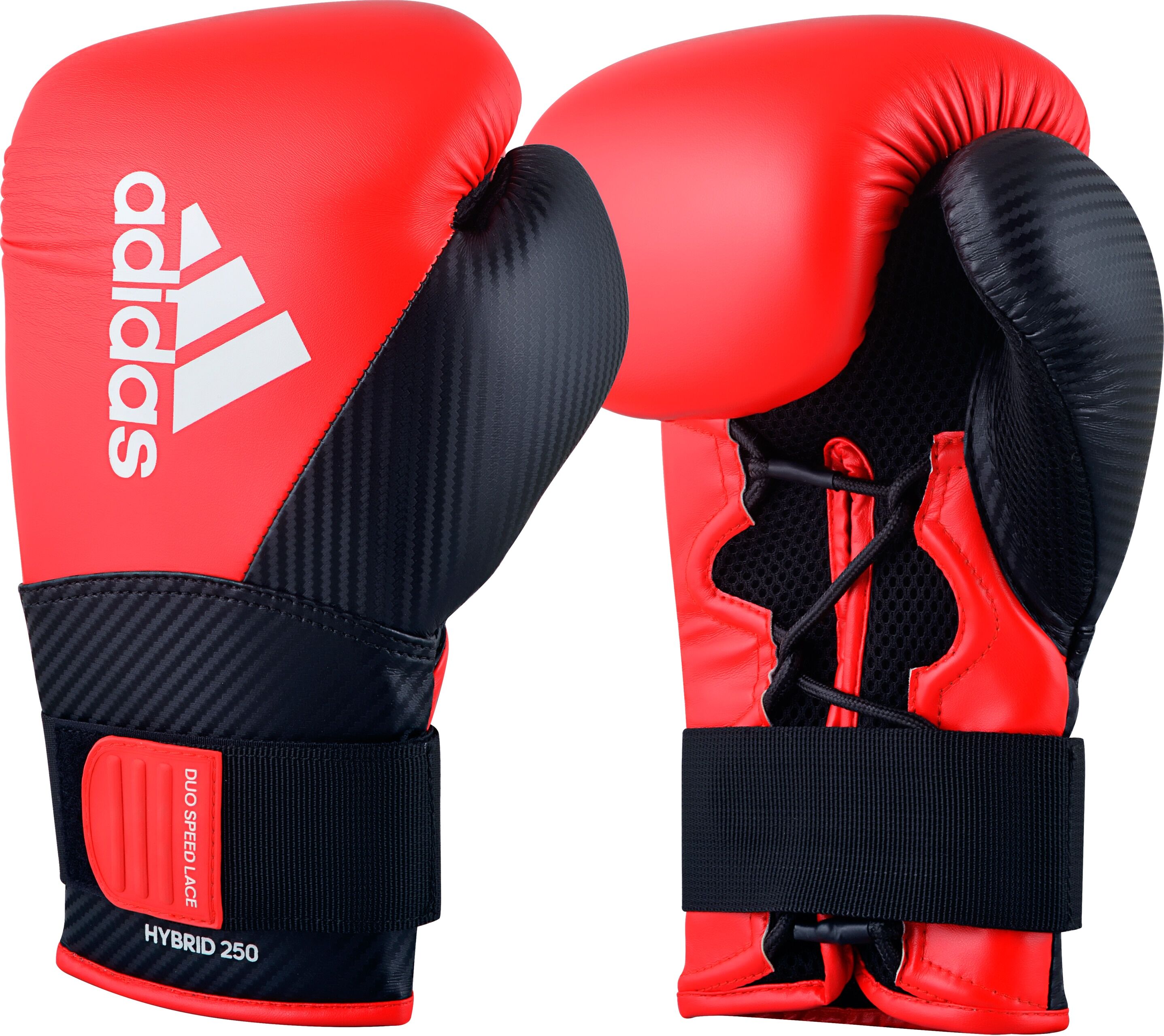 Boxhandschuhe ADIDAS PERFORMANCE "Adidas Hybrid 250 Duo Lace" Gr. 14, rot (rot, schwarz), Boxhandschuhe, Herren, 14 14, Kunstleder, Boxhandschuhe