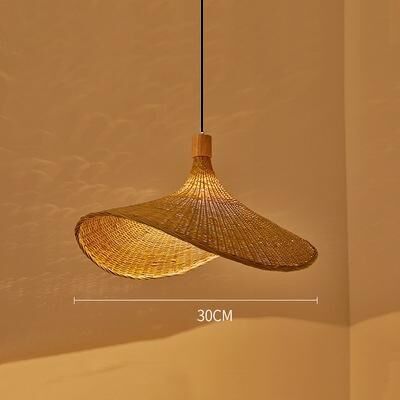 Top Demand Picks Hand Knitted Chinese Style Bamboo Pendant Lamp, Weaving Hanging Lamps For Restaurant & Boho Home Decor Lighting c 30cm
