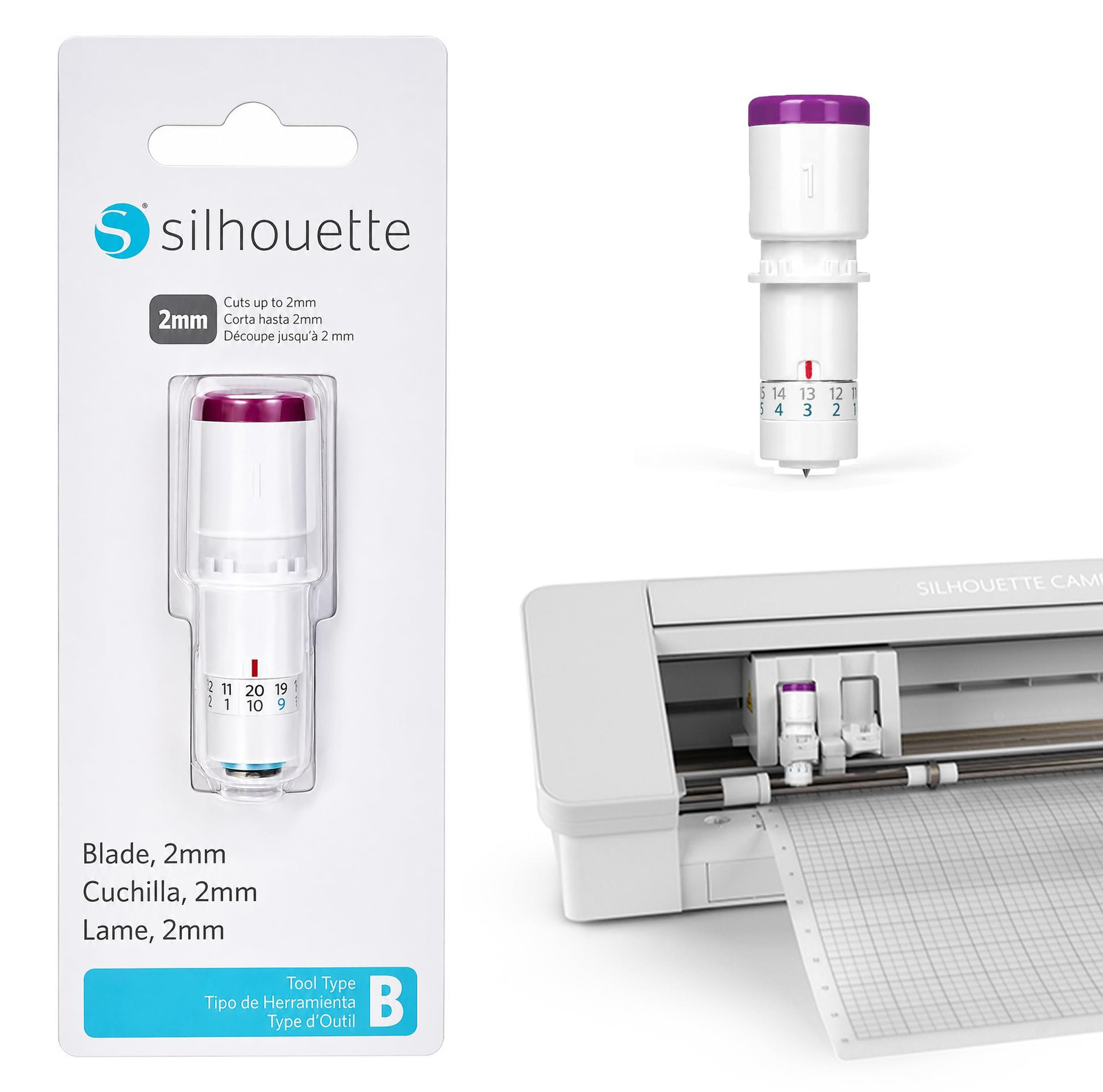 Silhouette SILH-BLADE-2MM Reservemessen Roze Wit voor Silhouette Cameo 4, Cameo 4 Plus, Cameo 4 Pro en Portrait 3