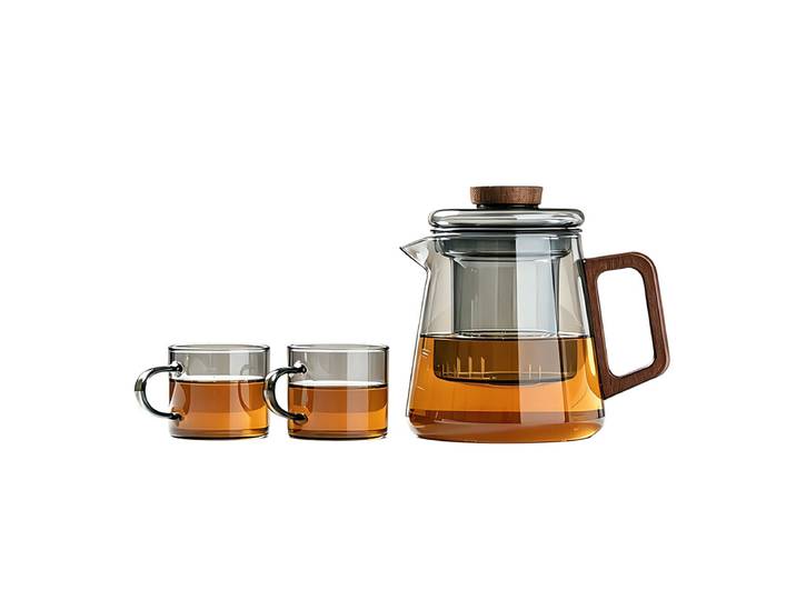 Su's Ceramic glazen theepot &amp; kopjes set — 1 theepot + 2 kopjes