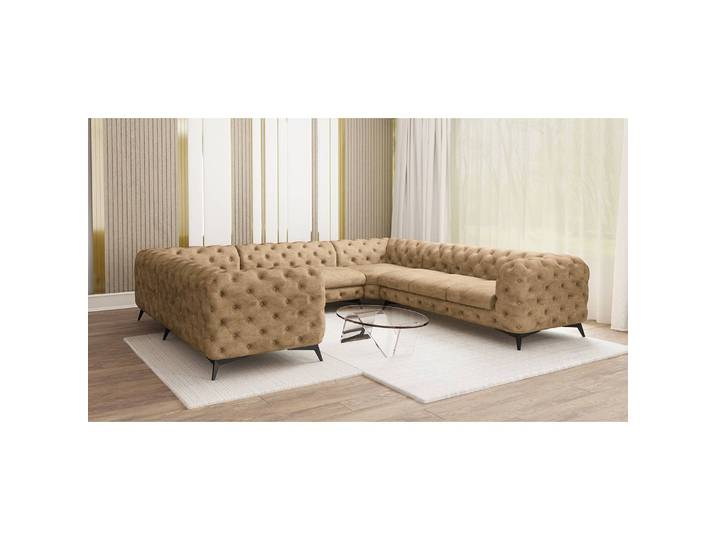 Wohnlandschaft I Beige Microfaser Priya 346 x 73 x 323cm Ausrichtung links Glamour