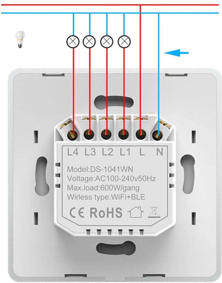 INF Smart WiFi-Wand-Schalter mit Glastouch-Panel, Neutral- und Phaseverkabelung, App- und Sprachsteuerung, kompatibel mit