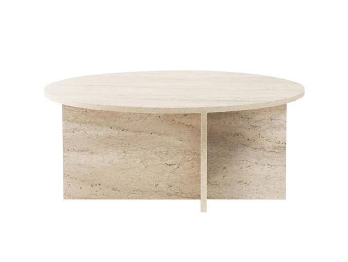 Table basse ronde effet travertin ø90 cm