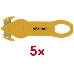 Westcott 5er-Pack Sicherheits-Paketmesser gelb