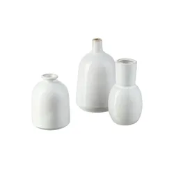 HOME STORY Vase  3er-Set   , weiß , Porzellan , Maße (cm): H: 13,5  Ø: 8.5