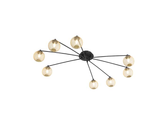 Plafonnier moderne noir avec or 8 lumières - Athènes Wire
