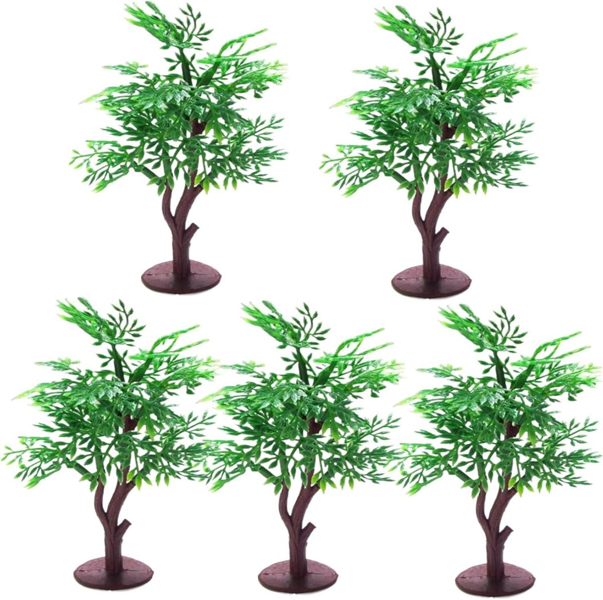 Set van 5 Groene Miniatuur Bomen van Kunststof voor Landschapsontwerp