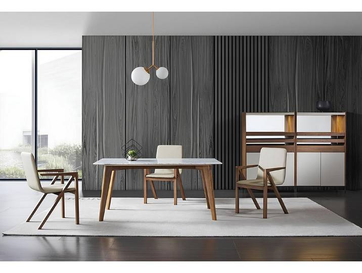 Xlmoebel Sideboard Italienisches Design Esszimmermöbel in edler Holzoptik (Esstisch + 3x Stuhl + Buffet, 6 St., Esstisch + 3x Stuhl + 2x Buffet), Hergestellt in Europa