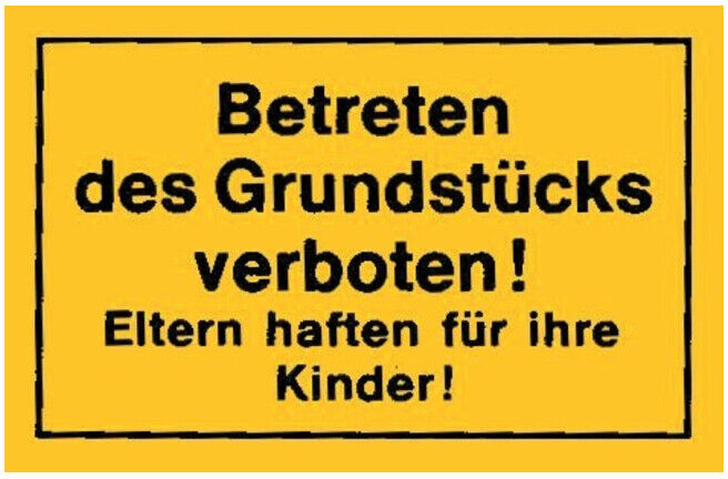 Panneau 250x150 Interdiction d’entrer sur la propriété jaune ; Siebdruck Jäger (4317784367981)