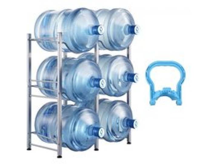 VEVOR Wasserkrughalter mit 3 Ebenen, 5-Gallonen-Wasserflaschenhalter, zweireihiges Wasserflaschenregal für 6 Flaschen, robustes Wasserkrugregal für Küche, Büro, Wohnzimmer, Silber