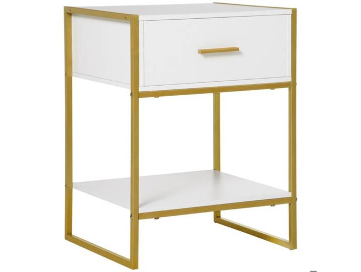 YWJ Table Chevet Appoint Tiroir Étagère Rangement Chambre Salon Bureau Moderne 45x40x60cm Blanc