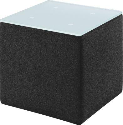 Beistelltisch Wall In, B 410 x T 410 mm, ESG Milchglasplatte, mit Bodengleitern, anthrazit