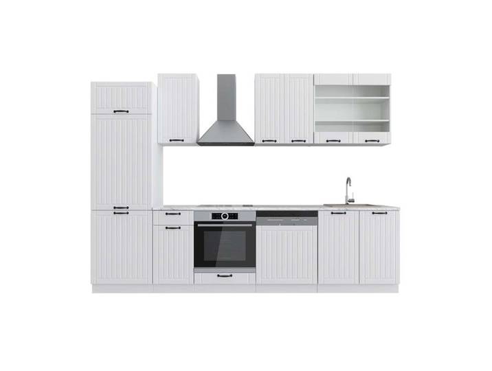 Cuisine Fame-Line 300cm PT Marbre Blanc campagne/Blanc Vicco 42285