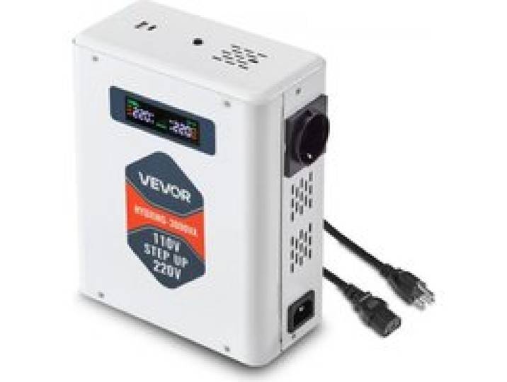 VEVOR Spannungswandler aufwärts, 3000 VA, Hochleistungs-Stromwandler, 110 V auf 220 V Leistungstransformator, mit 2 EU-Steckdosen, USB-Ausgang, LCD-Display, Temperaturschutz, für 220-V-Geräte