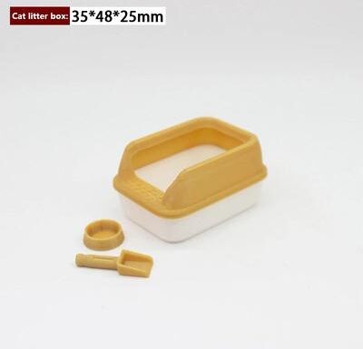Inspire Essentials Mini Cat Litter Box Set Dollhouse Pet Accessories Toy brown
