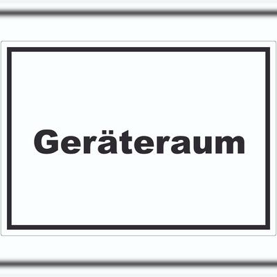 HB-Druck Geräteraum Aufkleber mit Text Schuppen waagerecht A8 (52x74mm)