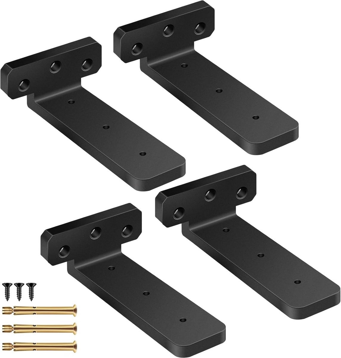 4x Zware Zwarte Plankdragers 200mm voor Zwevende Planken - Stevige Wandbeugels