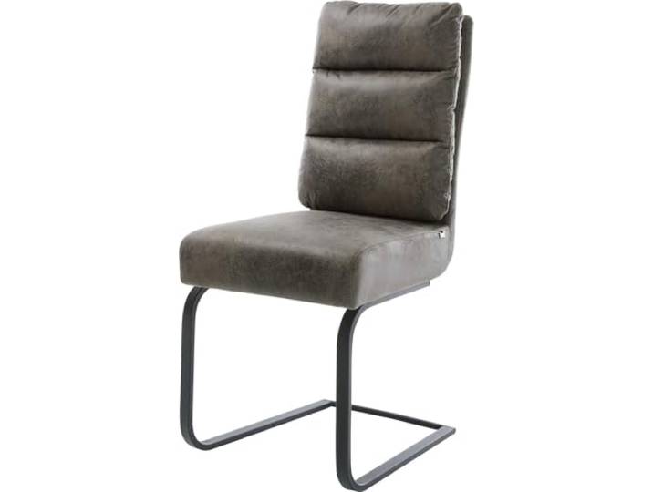 Schwingstuhl Pela-Flex Freischwinger flach Schwarz Mikrofaser Grau Antik