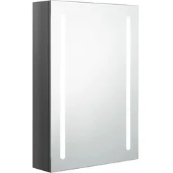 Helloshop26 - Moderner wandhängender Badezimmerschrank mit LED-Beleuchtung 50 x 13 x 70 cm aus glänzend grauem MDF