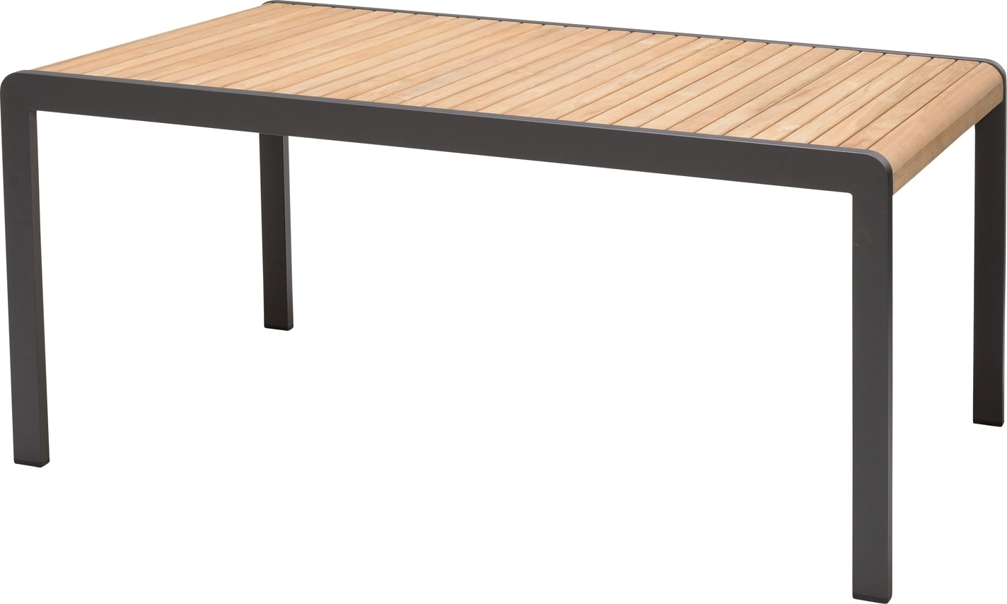 Gartentisch - Anthrazit - Aluminiumgestell - Teakholz - 163 x 95 cm